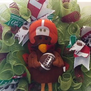 Thanksgiving Turkey football wreath